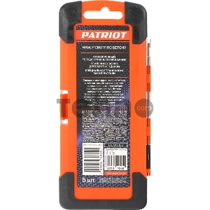 Набор сверл по бетону PATRIOT, 5 шт:4x75мм, 5x85мм, 6x100мм, 8x120мм, 10x120мм, в боксе