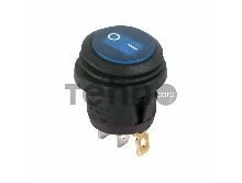 Выключатель клавишный круглый 250V 6А (3c) ON-OFF синий  с подсветкой  ВЛАГОЗАЩИТА  REXANT