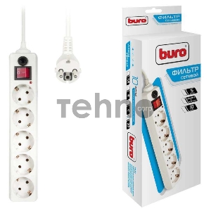 Сетевой фильтр Buro 500SH-10-W 10м (5 розеток) белый (коробка)