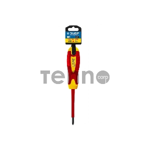 Отвертка ПРОФИ ЭЛЕКТРИК Cr-V, трехкомпонент рукоятка, высоковольтная до ~1000В, PH №1, 80 мм | 25262-1-080_z01 | ЗУБР