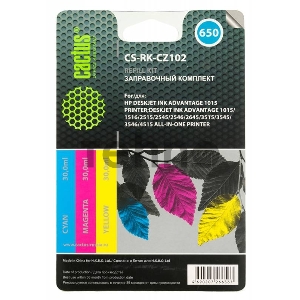 Заправочный набор Cactus CS-RK-CZ102 многоцветный для HP DeskJet 2515/3515 (3*30ml)