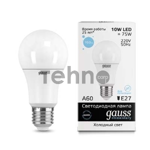 Лампа светодиодная LED Elementary A60 10Вт E27 6500К Gauss 23230