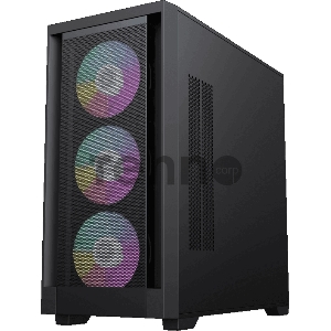 Компьютерный корпус mATX, без блока питания Gamemax DEFENDER MB mATX case, black, w/o psu, w/1xUSB3.0+2xUSB2.0, Combo Audio, w/3x12cm ARGB front fan (1xFN-12A-M6I, 2xFN-12A-S6I), w/1x12cm ARGB rear fan (FN