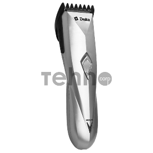 Машинки для стрижки DELTA DL-4035А серебристый (серебристый, 2 Вт, аккум. батарея 1,2 В, регулировка длины срезаемых волос, ножи из  нержавеющей стали, время работы при заряженной батарее 30 мин., в комплекте: расческа, ножницы, масленка, щетка для чистки
