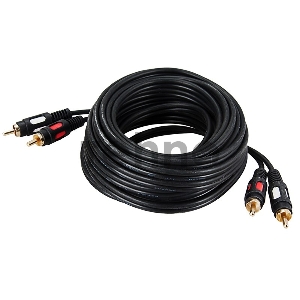 Шнур 2 RCA - 2 RCA, длина 3 метра, черный (GOLD) REXANT