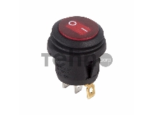 Выключатель клавишный круглый 250V 6А (3с) ON-OFF красный  с подсветкой  ВЛАГОЗАЩИТА  REXANT
