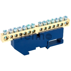 Шина «N» нулевая с синим изолятором на DIN-рейку 8x12 мм стойка бол.14 групп REXANT