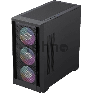 Компьютерный корпус mATX, без блока питания Gamemax DEFENDER MB mATX case, black, w/o psu, w/1xUSB3.0+2xUSB2.0, Combo Audio, w/3x12cm ARGB front fan (1xFN-12A-M6I, 2xFN-12A-S6I), w/1x12cm ARGB rear fan (FN