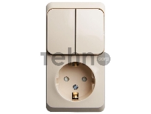 БЛОК Schneider-electric BPA16-202K ЭТЮД О/У: РОЗЕТКА с зазем. со шт. + ВЫКЛЮЧАТЕЛЬ 2-клавиш., КРЕМОВЫЙ, Россия