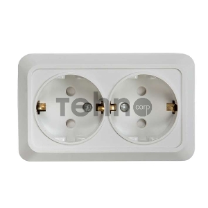 Розетка 2-м BOLLETO защ. шторки с заземл. накл. 7128х бел. ASD / IN HOME 4690612000961