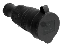 Розетка 1-м Омега РБп13-1-0м с защ. крышкой переносная с заземл. IP44 черн. каучук ИЭК PKR21-016-2-K02