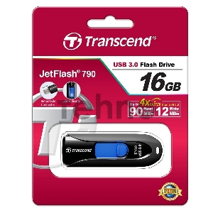 Флеш Диск Transcend 16Gb Jetflash 790 TS16GJF790K USB3.0 черный