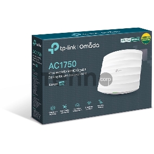 Потолочная гигабитная точка доступа TP-Link AC1750 Wireless MU-MIMO Gigabit Ceiling Mount Access Point, 450Mbps at 2.4GHz + 1300Mbps at 5GHz, 802.11a/b/g/n/ac wave 2, High Density, Seamless roaming 802.11k/v, Beamforming, Airtime Fairness, MU-MIMO, 802.3a