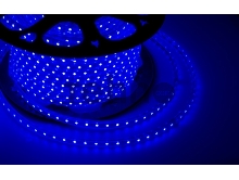 LED лента 220 В, 10х7 мм, IP67, SMD 2835, 60 LED/m, цвет свечения синий, бухта 100 м