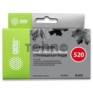 Картридж струйный Cactus CS-PGI520BK черный для Canon Pixma MP540/ MP550/ MP620/ MP630 (16ml)