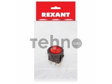 Выключатель клавишный круглый 250V 3А (3с) ON-OFF красный  с подсветкой  Micro  (RWB-106, SC-214)  REXANT Индивидуальная упаковка 1 шт
