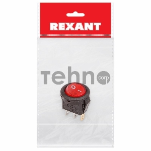 Выключатель клавишный круглый 250V 3А (3с) ON-OFF красный  с подсветкой  Micro  (RWB-106, SC-214)  REXANT Индивидуальная упаковка 1 шт