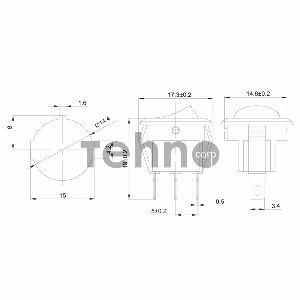 Выключатель клавишный круглый 250V 3А (3с) ON-OFF красный  с подсветкой  Micro  (RWB-106, SC-214)  REXANT Индивидуальная упаковка 1 шт