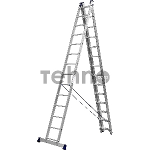 Лестница СИБИН универсальная,трехсекционная со стабилизатором, 14 ступеней [38833-14]
