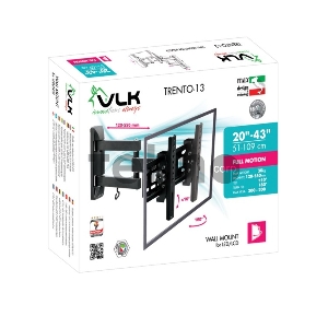 Кронштейн VLK TRENTO-13 black, для LED/LCD TV 20-43, max 30 кг, настенный, 4 ст свободы, max VESA 200x200 мм