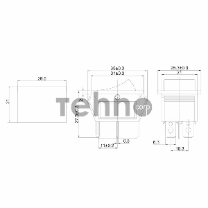 Выключатель клавишный 250V 15А (4с) (ON)-OFF черный Б/Фикс | 36-2380 | REXANT