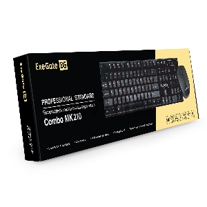 Комплект беспроводной ExeGate Professional Standard Combo MK210 (клавиатура полноразмерная влагозащищенная 104кл. + мышь оптическая 1200dpi, 3 кнопки и колесо прокрутки; USB, радиоканал 2,4 ГГц, радиус действия до 10м, черный, Color Box) Комплект беспроводной ExeGate Professional Standard Combo MK210 (клавиатура полноразмерная влагозащищенная 104кл. + мышь оптическая 1200dpi, 3 кнопки и колесо прокрутки; USB, радиоканал 2,4 ГГц, радиус действия до 10м, черный, Color Box)