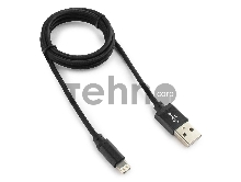 Кабель USB 2.0 Cablexpert CC-ApUSB2bk1m, AM/Lightning 8P, 1м, нейлоновая оплетка, алюминиевые разъемы, черный, пакет