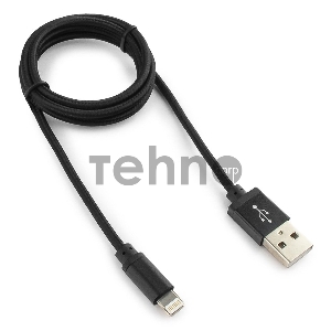 Кабель USB 2.0 Cablexpert CC-ApUSB2bk1m, AM/Lightning 8P, 1м, нейлоновая оплетка, алюминиевые разъемы, черный, пакет