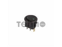 Выключатель клавишный круглый 12V 16А (3с) ON-OFF черный  с зеленой подсветкой  REXANT