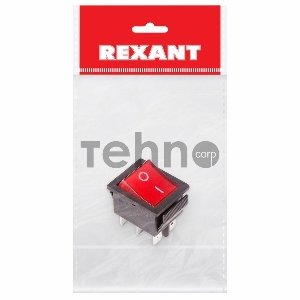 Выключатель клавишный 250V 15А (6с) ON-ON красный  с подсветкой (RWB-506, SC-767)  REXANT Индивидуальная упаковка 1 шт