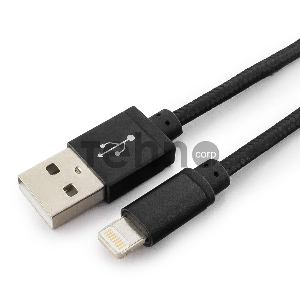 Кабель USB 2.0 Cablexpert CC-ApUSB2bk1m, AM/Lightning 8P, 1м, нейлоновая оплетка, алюминиевые разъемы, черный, пакет