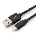 Кабель USB 2.0 Cablexpert CC-ApUSB2bk1m, AM/Lightning 8P, 1м, нейлоновая оплетка, алюминиевые разъемы, черный, пакет, фото 3