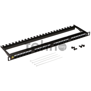 Патч-панель LANMASTER компактная 24 порта, UTP, кат.6, 0.5U