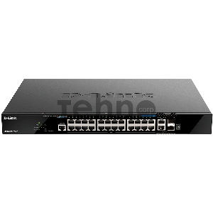 Управляемый L3 стекируемый коммутатор D-Link DGS-1520-28MP/A1A с 20 портами 10/100/1000Base-T, 4 портами 100/1000/2.5GBase-T, 2 портами 10GBase-T и 2 портами 10GBase-X SFP+