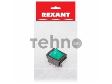 Выключатель клавишный 250V 16А (4с) ON-OFF зеленый  с подсветкой (RWB-502, SC-767, IRS-201-1)  REXANT Индивидуальная упаковка 1 шт