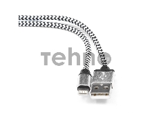 Кабель Gembird USB 2.0 Cablexpert CC-ApUSB2sr1m, AM/Lightning 8P, 1м, нейлоновая оплетка, алюминиевые разъемы, серебристый, пакет
