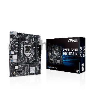 Материнская плата Asus Prime H510M-K, LGA1200, H510, 2*DDR4, D-Sub + HDMI, SATA3, Audio, Gb LAN, USB 3.2, USB 2.0, COM*1 header (w/o cable), mATX