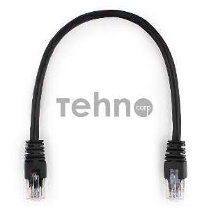 Патч-корд UTP Cablexpert PP6U-0.25M/BK кат.6, 0.25м, литой, многожильный (чёрный)