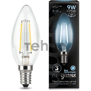 Лампа светодиодная Filament Свеча E14 9Вт 4100К GAUSS 103801209