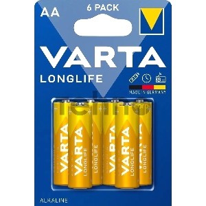 Батарейка Varta LONGLIFE LR6 AA BL6 Alkaline 1.5V (4106) (6/60/300)