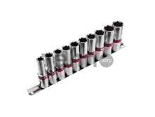 Набор удлиненных торцевых головок REXANT 1/2, шестигранные, CrV, 10 шт., 10-22 мм