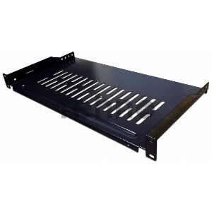 Полка фронтальная, с возможностью установки заднего фиксатора, глубина 250 мм, 1U, нагрузка - 18 кг