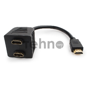 Разветвитель HDMI Cablexpert DSP-2PH4-002, HD19F/2x19F, 1 компьютер => 2 монитора, пасcивный, Full-HD, 3D, 1.4v