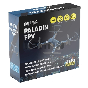 Квадрокоптер Hiper HQC-0031 Paladin FPV 480р WiFi ПДУ черный/серый