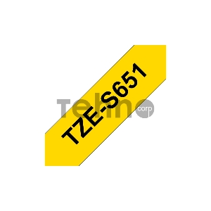 Наклейка ламинированная повышенной адгезии Brother TZe-S651 (24 мм черн/желт, аналог TZ-S651)