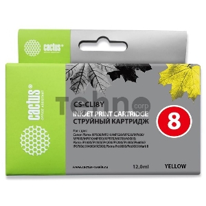 Картридж струйный Cactus CS-CLI8Y желтый для Canon MP470 MP500 MP510 MP520 MP530 (12ml)