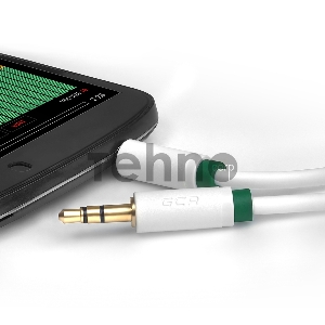 Greenconnect Кабель аудио 1.0m jack 3,5mm/jack 3,5mm белый, зеленая окантовка, ультрагибкий, 28 AWG, M/M, Premium , экран, стерео(GCR-AVC1662-1.0m)