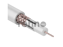 Кабель коаксиальный REXANT RG-59U+Cu, 75 Ом, Cu/Al/Cu, 64%, бухта 100 м, белый