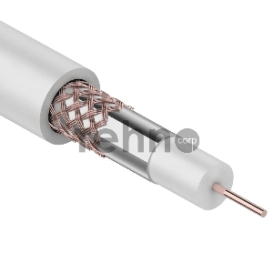 Кабель коаксиальный REXANT RG-59U+Cu, 75 Ом, Cu/Al/Cu, 64%, бухта 100 м, белый