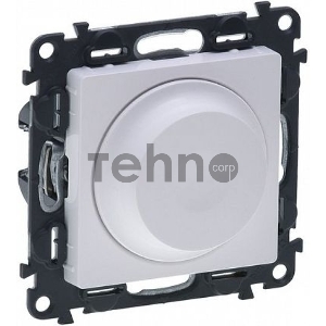 Диммер универс., с лиц. панелью, поворот. ручк., Белый